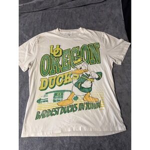 Hollister Oregon Ducks Graphic T-Shirt Mens Large White Disney Relaxed Fit Tee